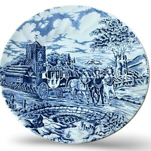 Royal Wessex Blue Transferware “Stagecoach” Plate 6.5”
